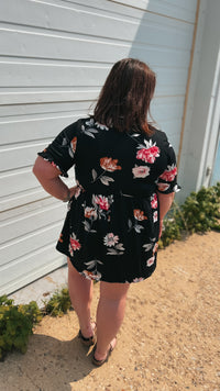 Winnie Babydoll Top: Black Floral