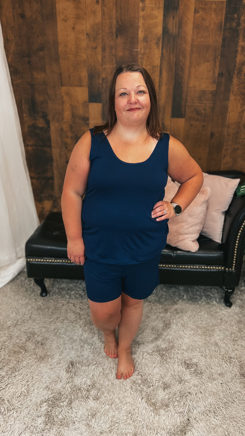 Payton Tank Top Short Set | Navy