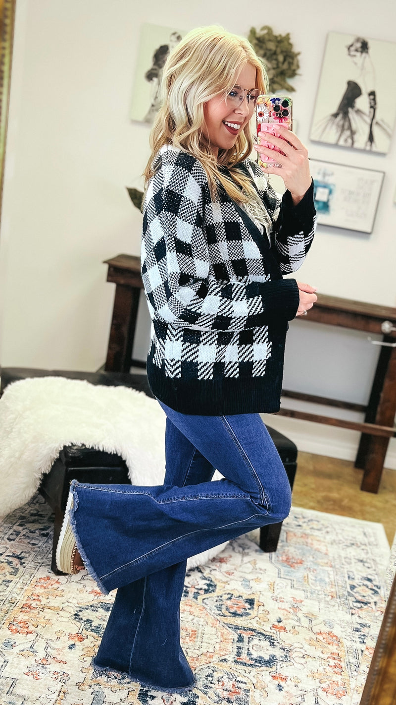 Kristen Checkered Cardigan