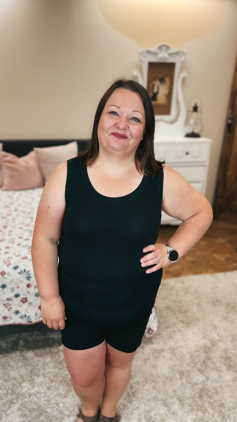 Tamara Ribbed Tank Top: Black