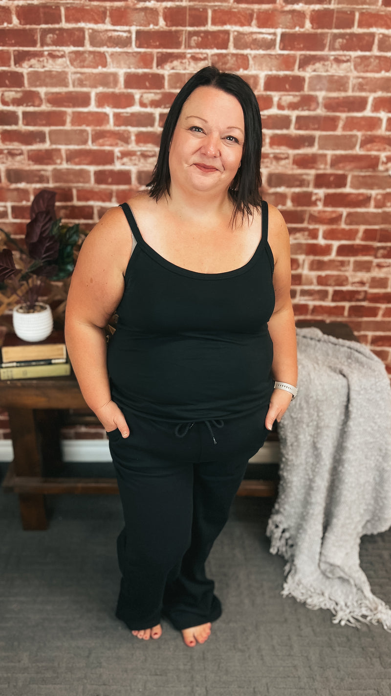 Jodie Wide Leg Jogging Pants | Black