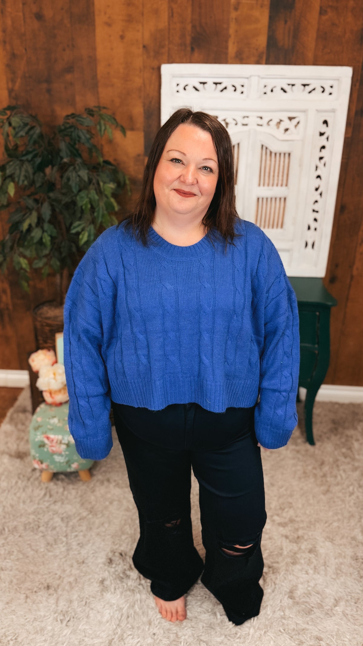 Nancy Cable Knit Sweater | Blue