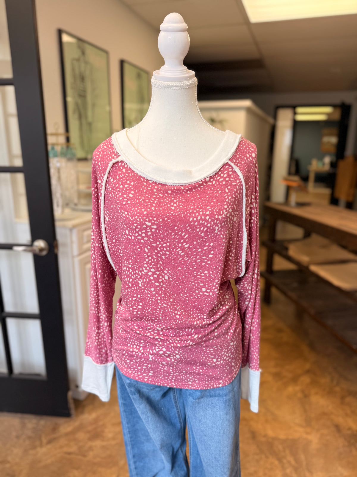 # 36 - Magenta Polka Dot Top | L | SAMPLE SALE