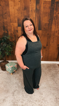 Rebecca Wide Leg Romper | Charcoal