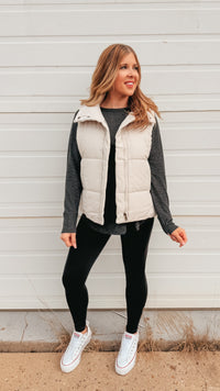 Tori Puffer Vest | Sand Beige