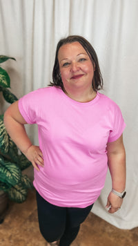 Joanne Rolled Cuff Tee | Pink