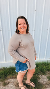 Leslie Waffle Long Sleeve | Taupe