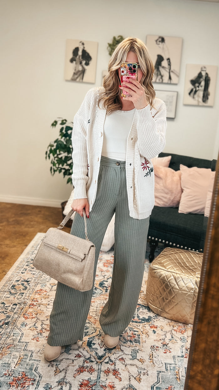 Gracy Pinstripe Dress Pants | Olive