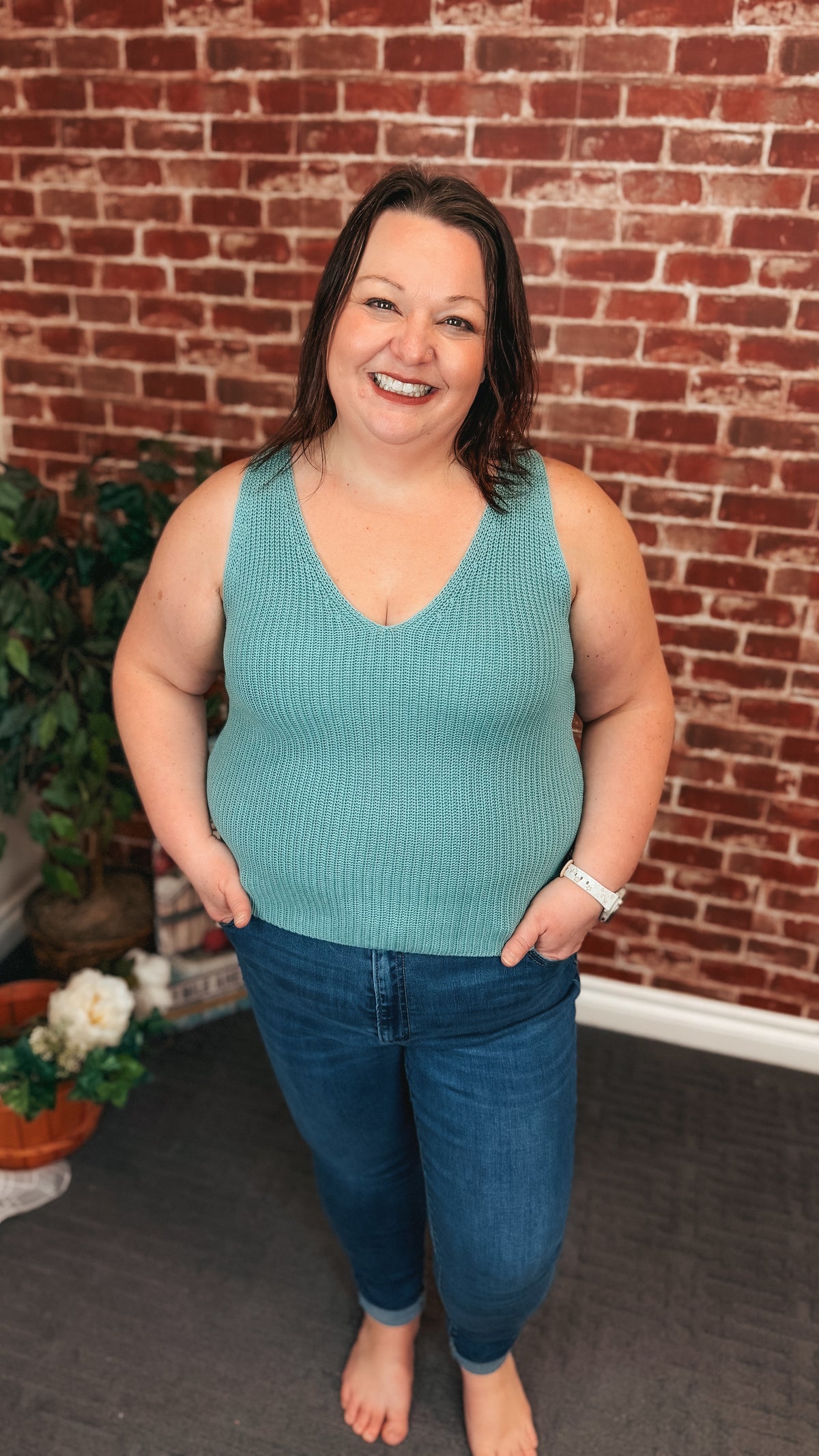 Abigail Knit Tank Top | Sage