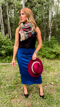 Emery Denim Maxi Skirt | Diamond Button