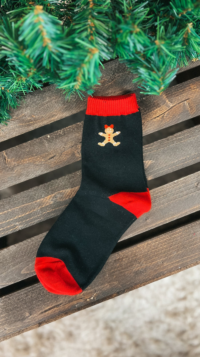 Gingerbread Ankle Socks: Black *SALE*