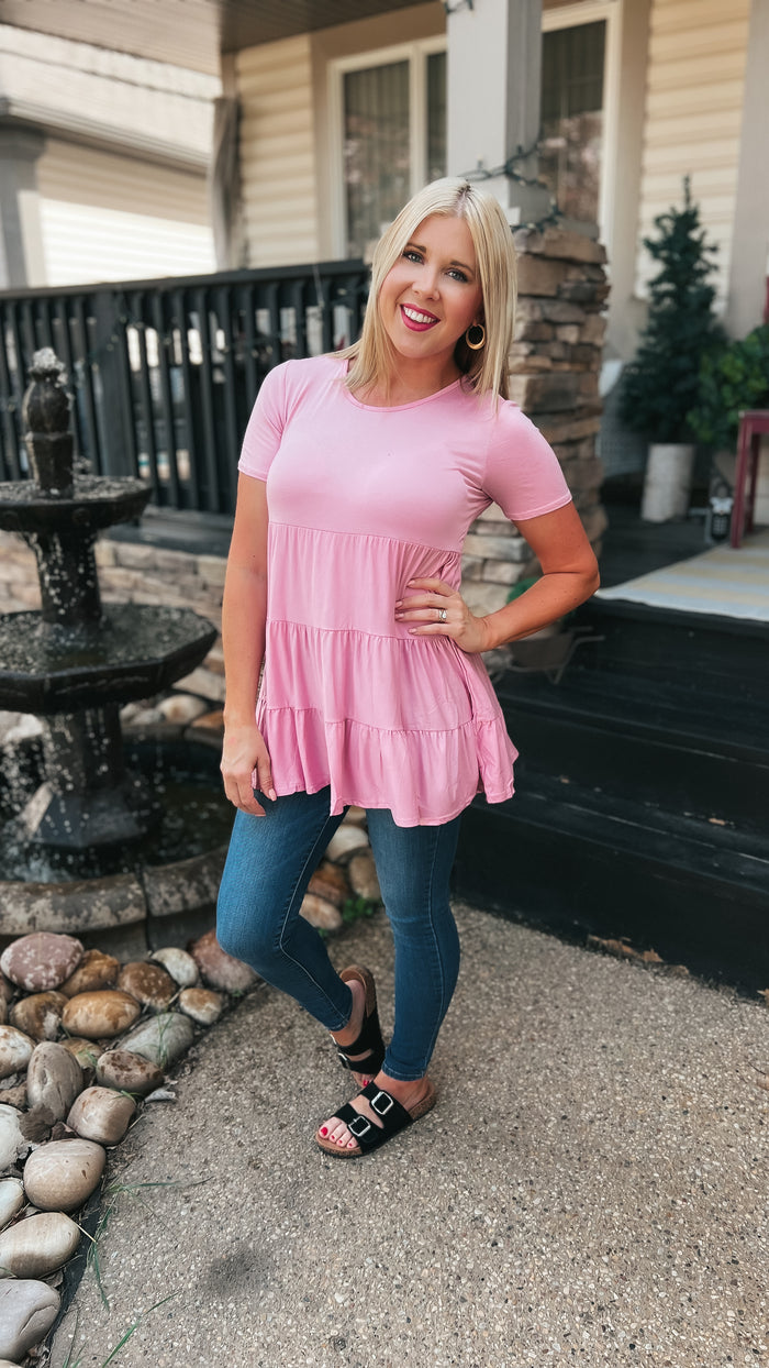 Rhonda Babydoll Tee: Dusty Pink