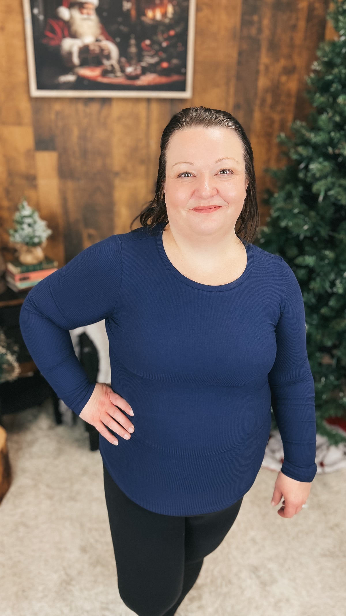 Tatum Ribbed Long Sleeve | Navy