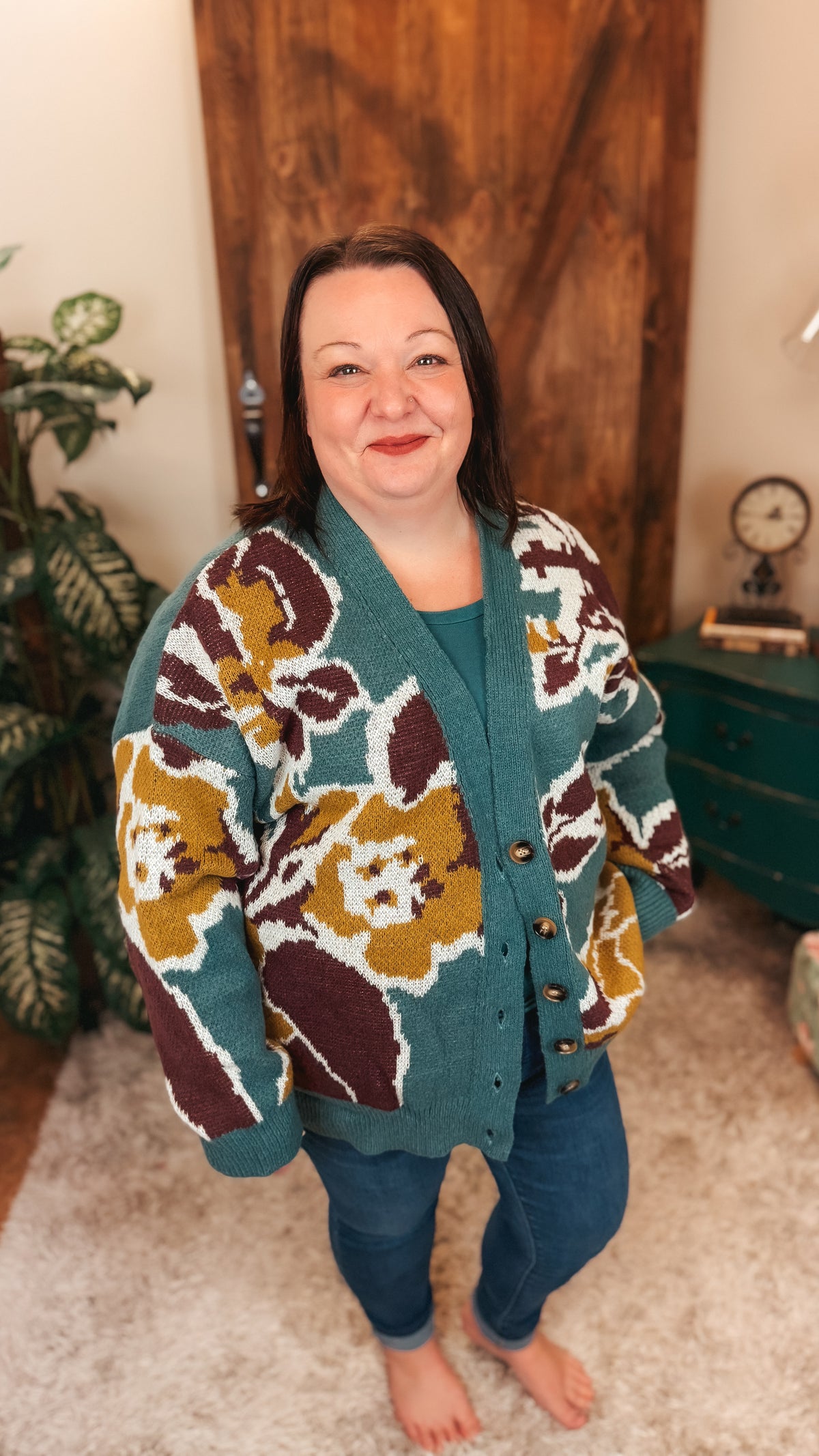 Jessica Floral Cardigan | Forest