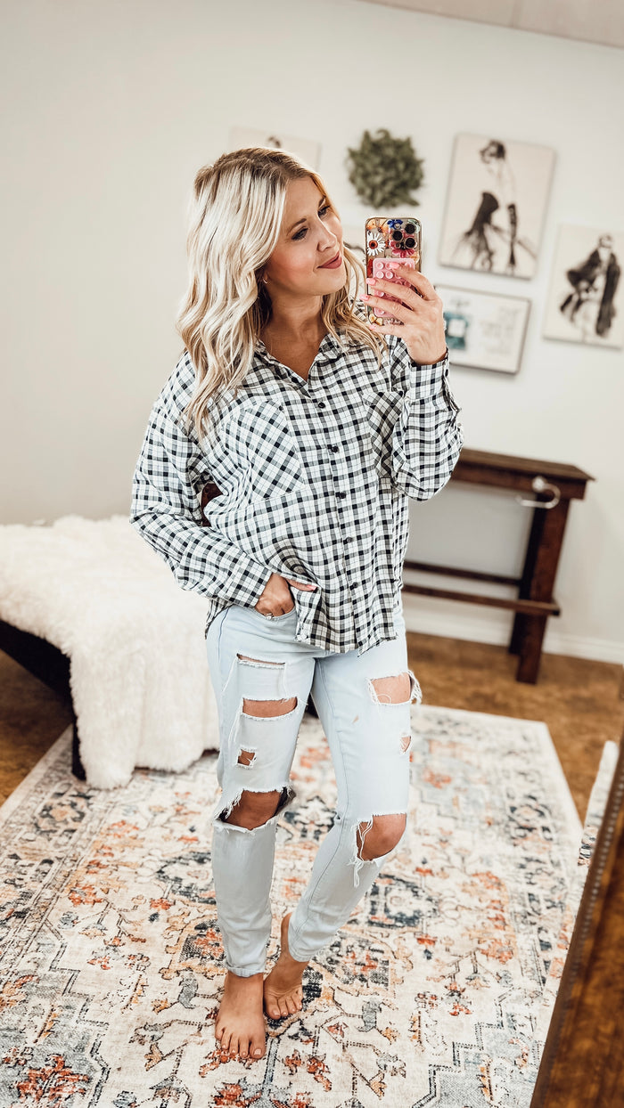 Chantelle Plaid Button Down Top | Black