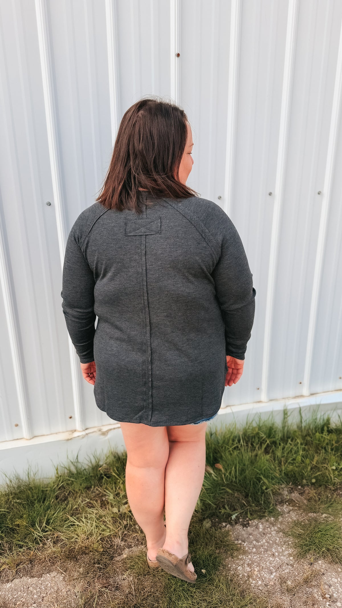 Leslie Waffle Long Sleeve | Charcoal