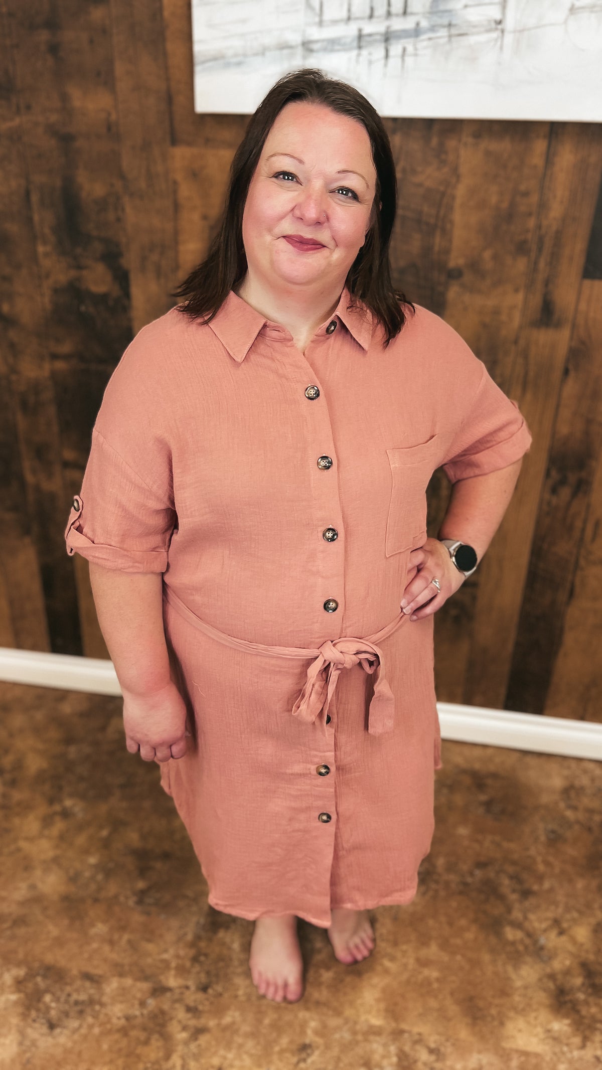 Lisa Linen Tie Dress | Blush