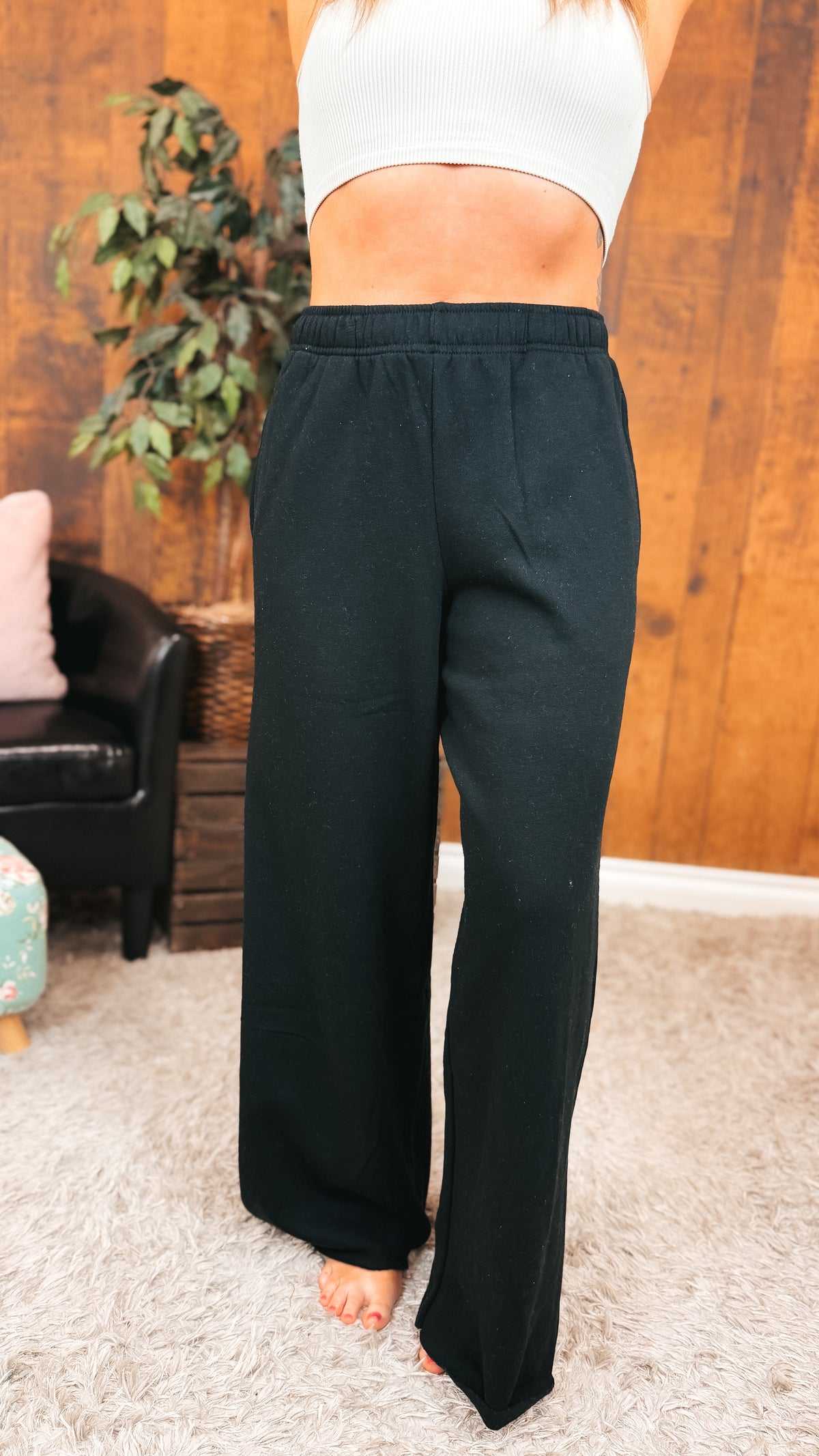 Toni Wide Leg Jogging Pants | Black