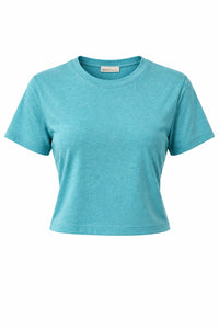 A light blue heathered short-sleeve t-shirt 