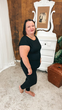 Melanie Ribbed Tee | Black