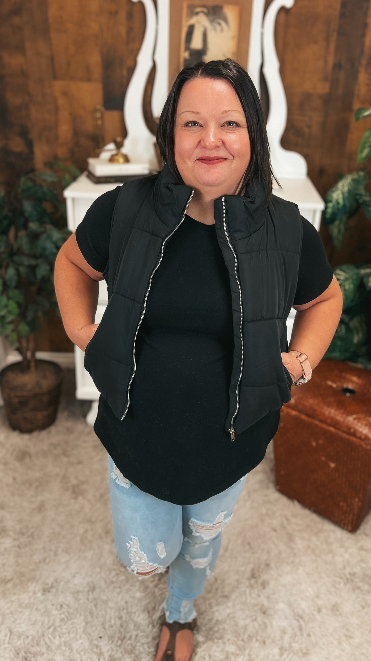 Courtney Puffer Vest: Black