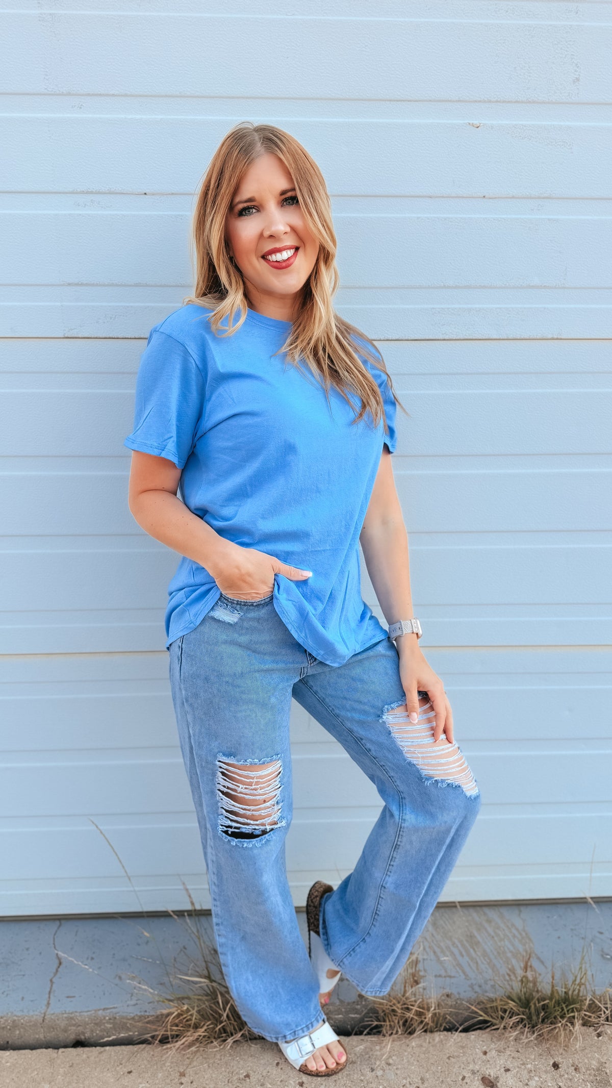 Julia Basic Tee | Cornflower Blue