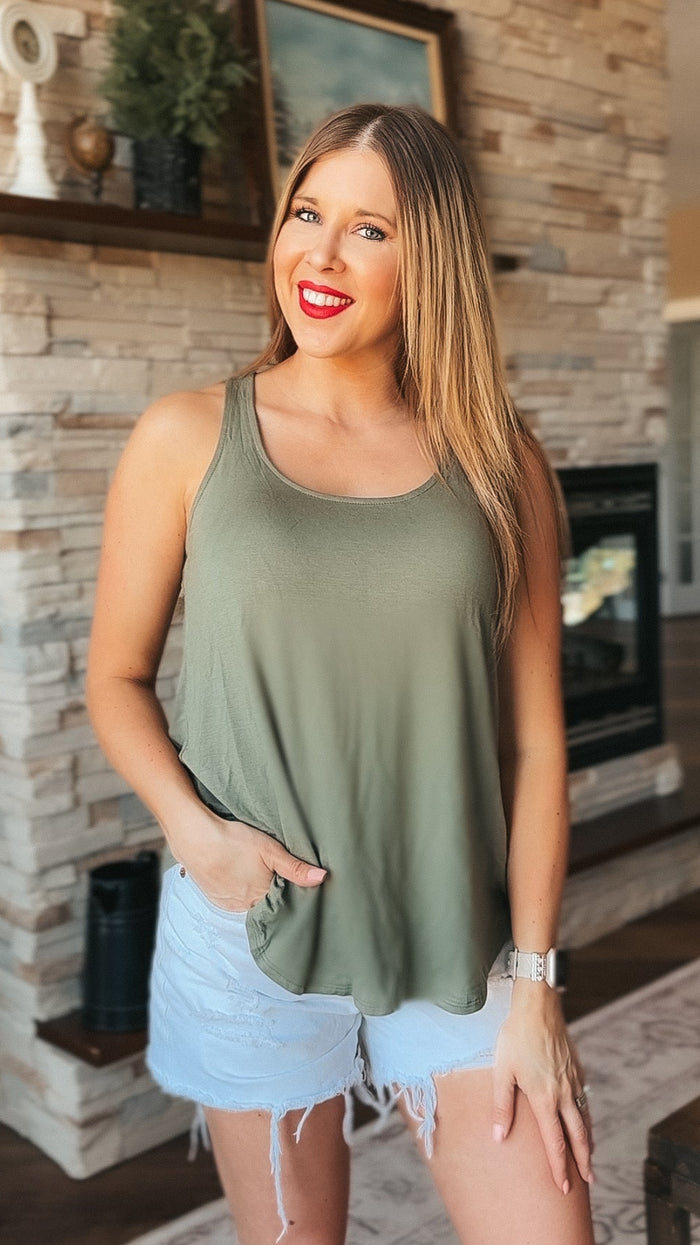 Morgan 2.0 Basic Tank Top | Olive