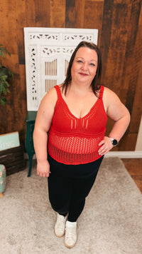 Aislynne Crochet Tank Top | Red