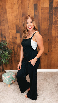 Rebecca Wide Leg Romper | Black