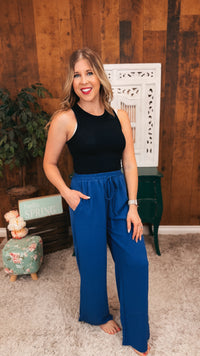 Crystal Wide Leg Pants | Denim Blue