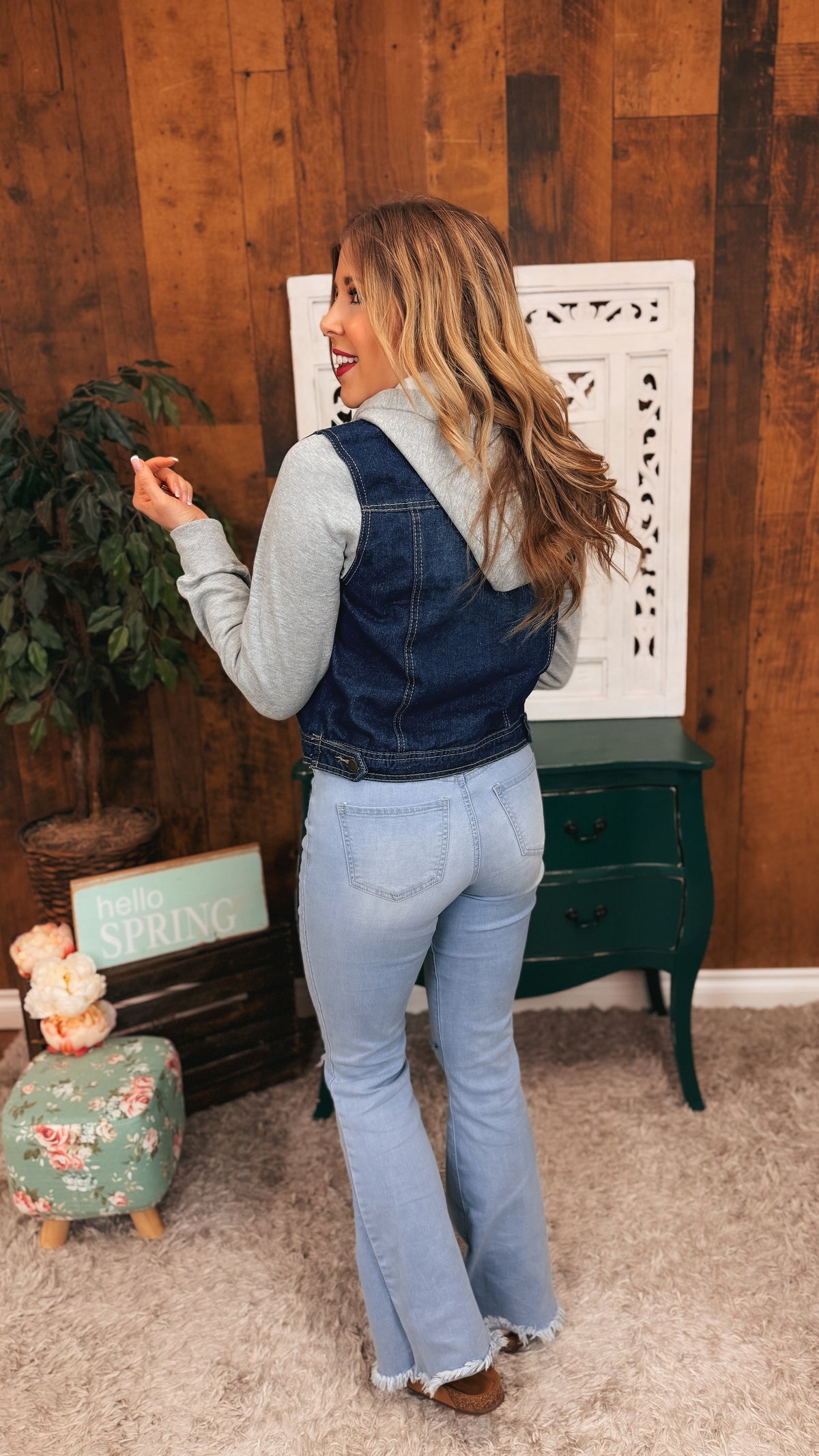 Cam Hooded Denim Jacket | Dark Blue