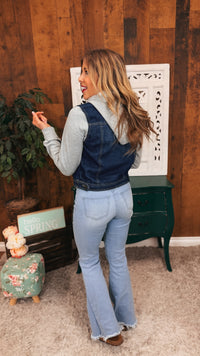 Cam Hooded Denim Jacket | Dark Blue