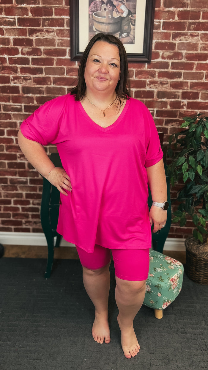 Skylar Short Set: Hot Pink