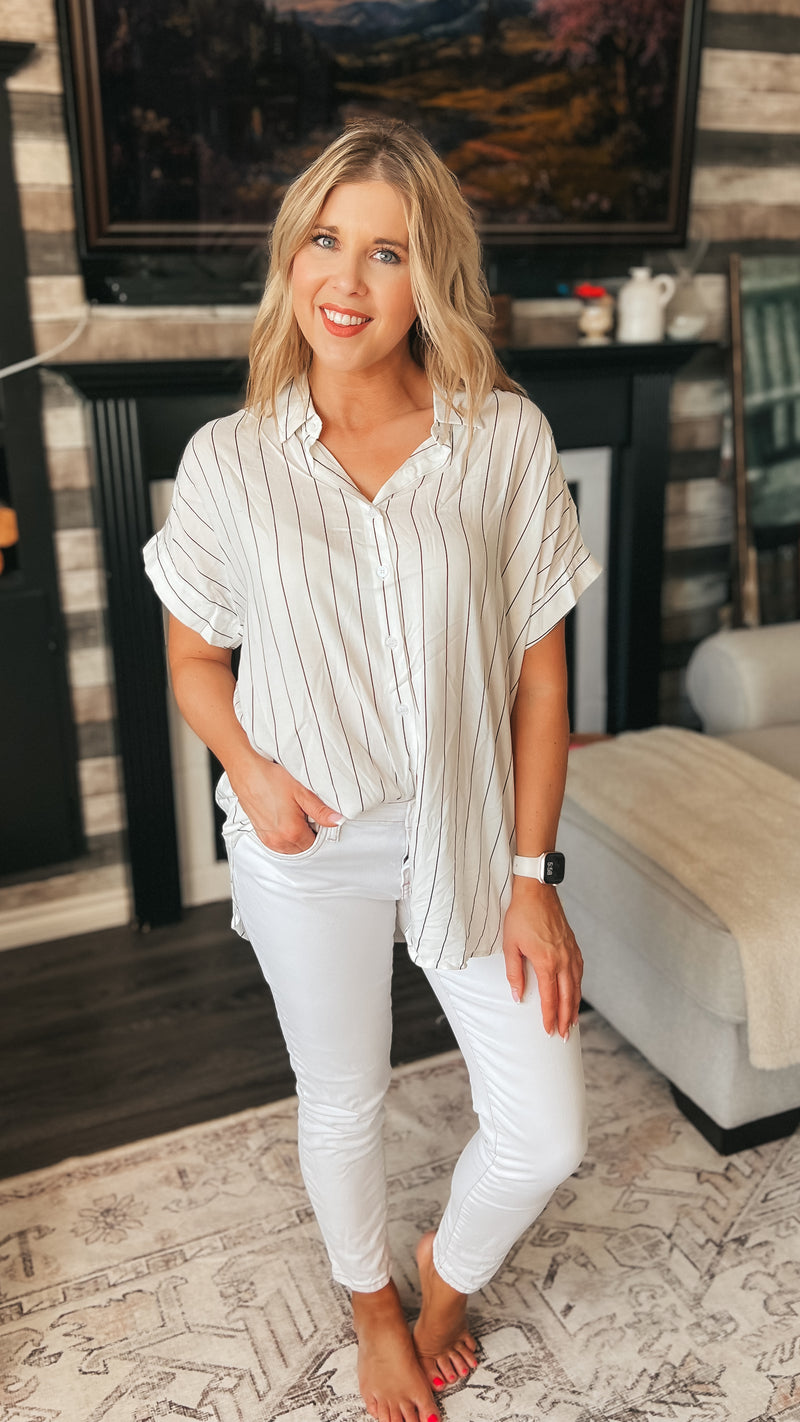 Lynn Stripe Blouse | White