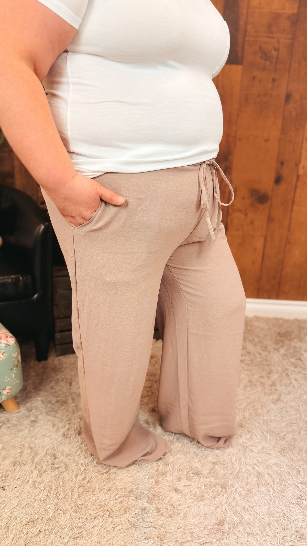 Crystal Wide Leg Pants | Taupe