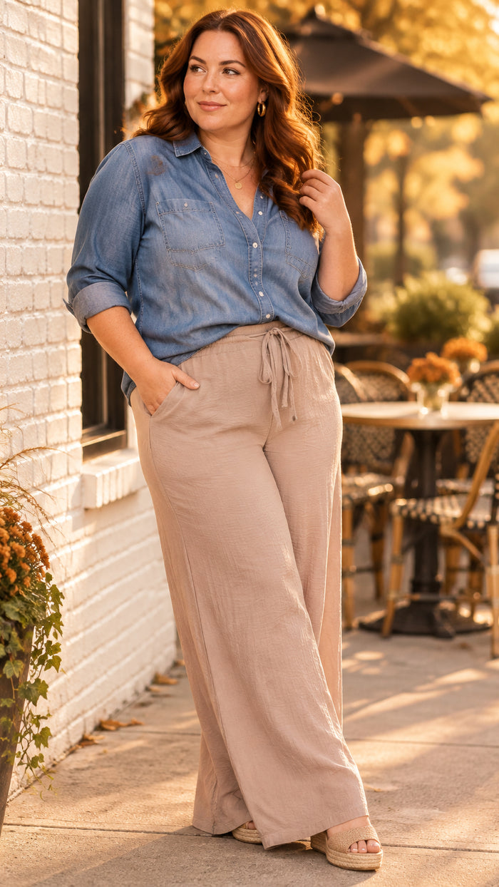 Crystal Wide Leg Pants | Taupe