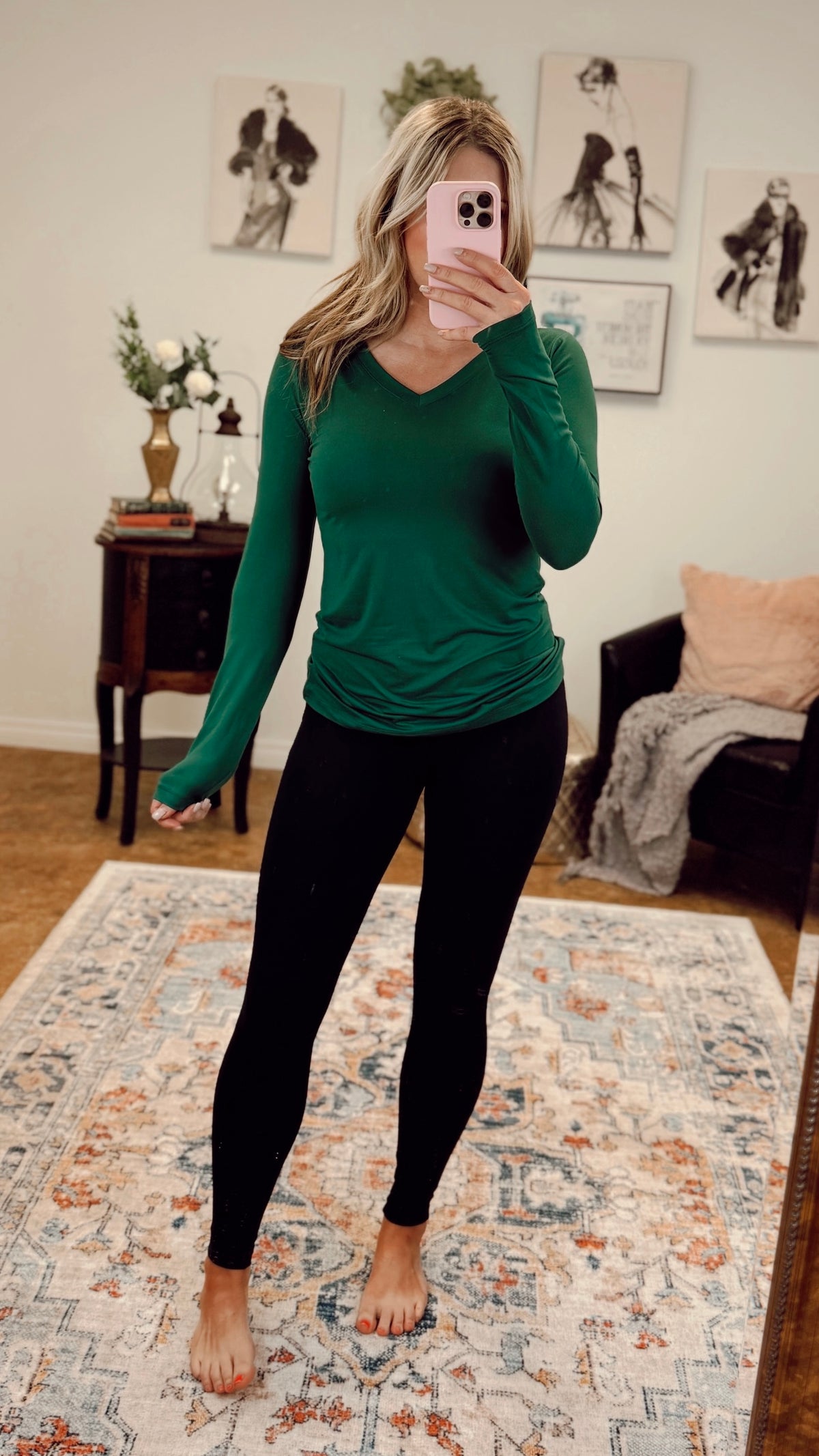 Kelsey Brushed Long Sleeve | Dark Green