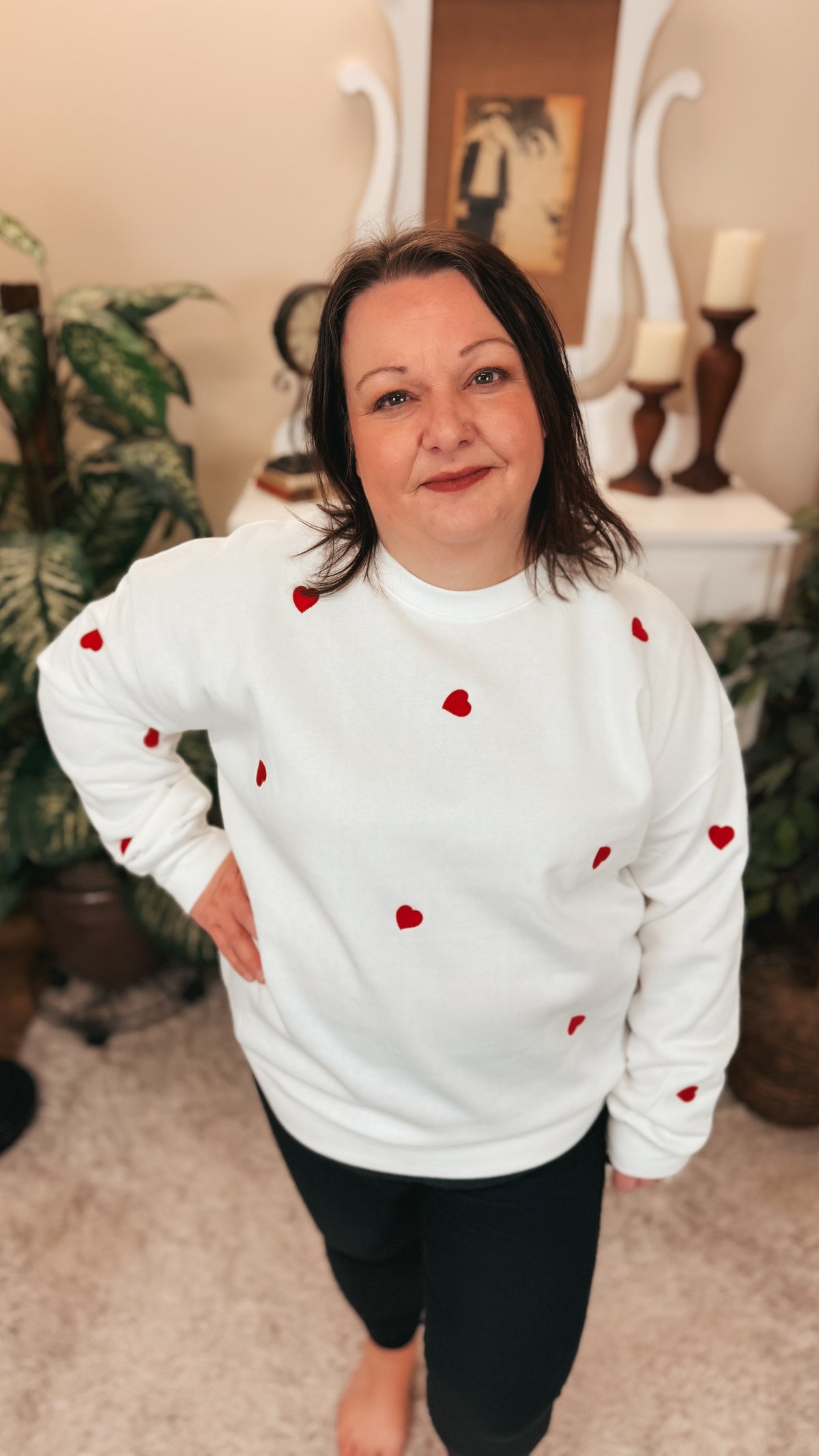 Liza Heart Crewneck | Ivory