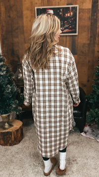 Mariska Plaid Button Down Cardigan | Brown