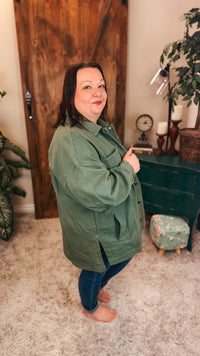 Lynn Oversized Denim Jacket | Olive