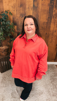 Shelly Collared Sweatshirt | Coral