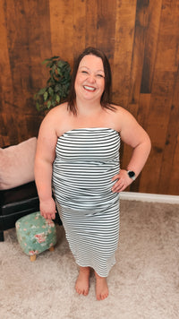 Alyssa Strapless Stripe Sundress | White