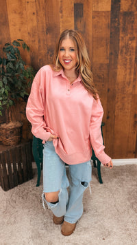 Shelly Collared Sweatshirt | Pink