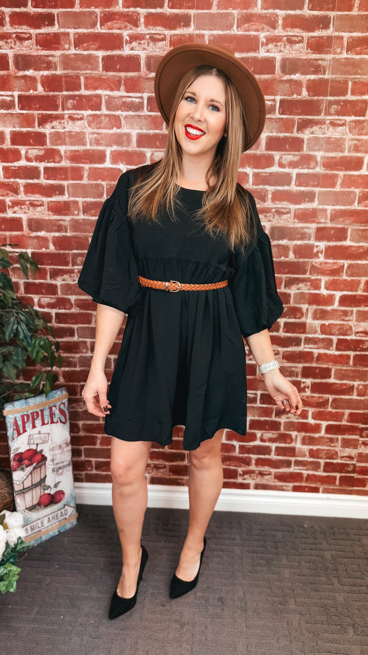 Fiona Bubble Sleeve Dress | Black