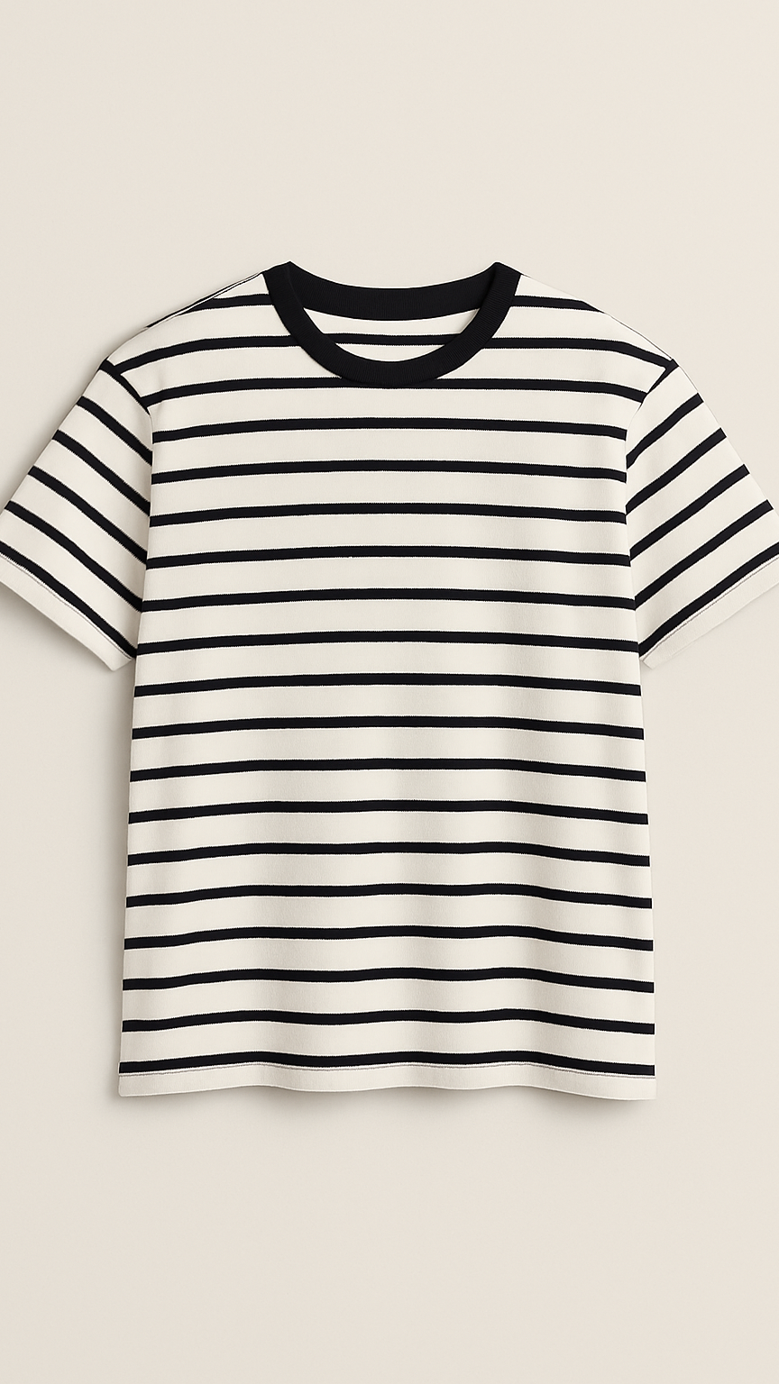 Brittany Striped Tee | Black & Ivory