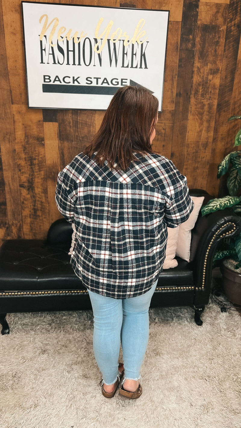 Sam Plaid Shacket | Navy