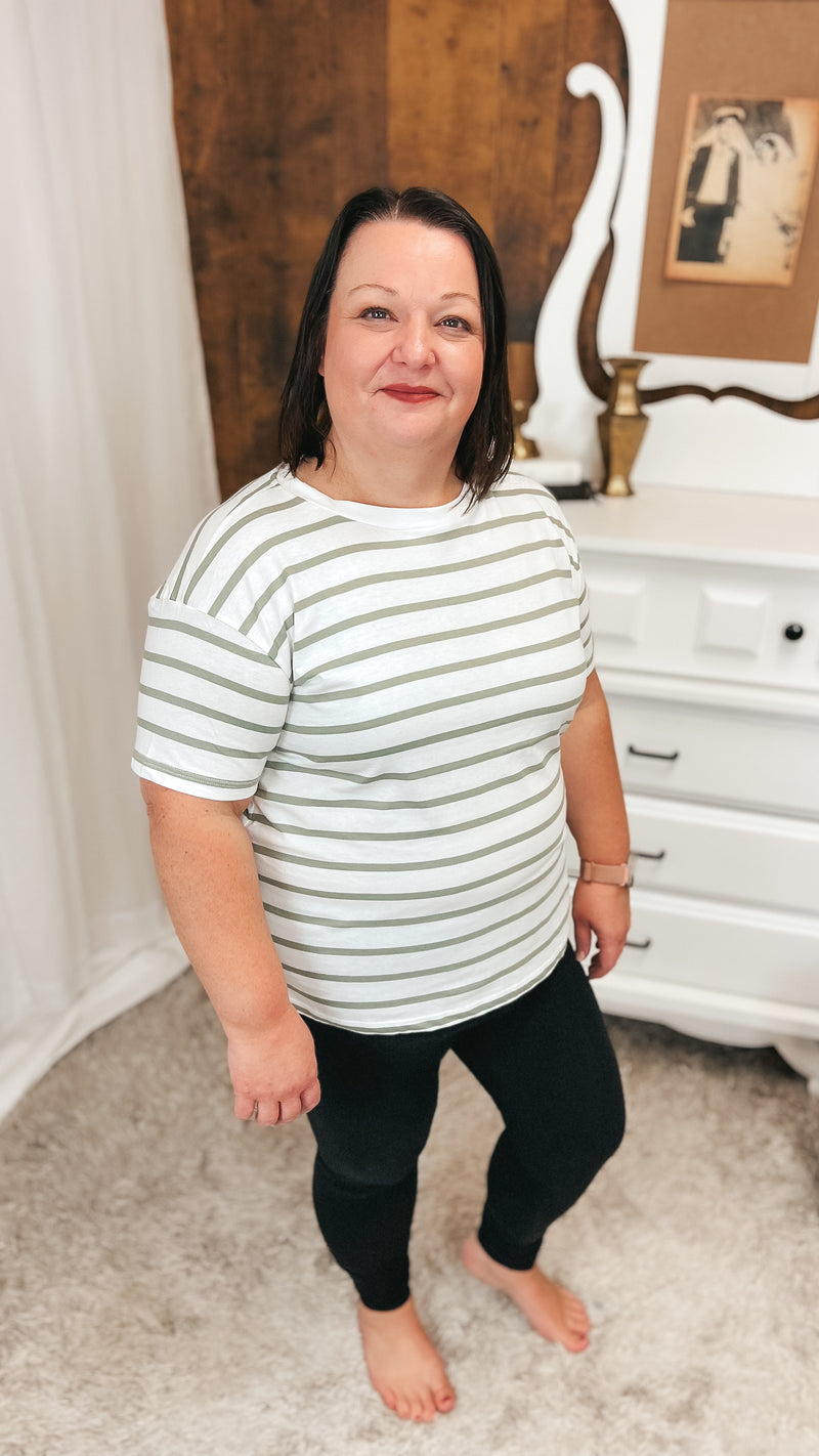 Brittany Striped Tee | Sage & Ivory