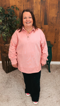 Shelly Collared Sweatshirt | Pink