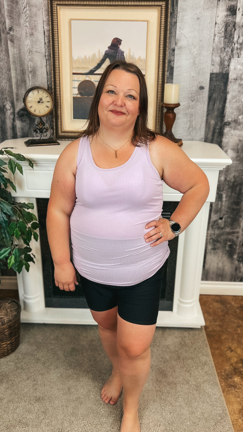 Rynlee Ribbed Tank Top: Lavender