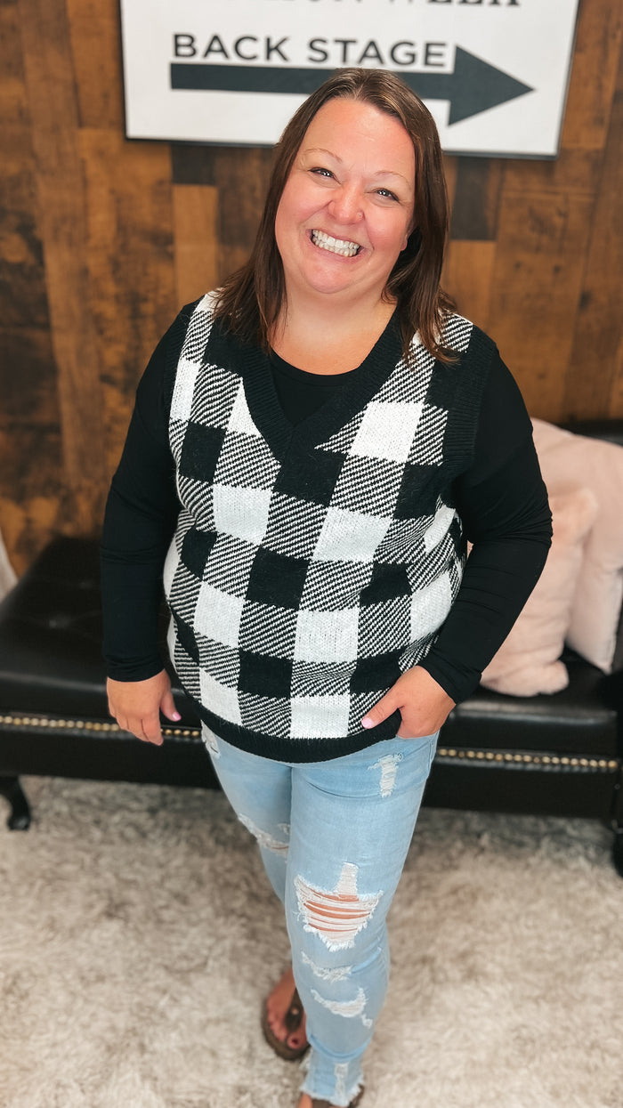 Tenille Plaid Knit Sweater Vest